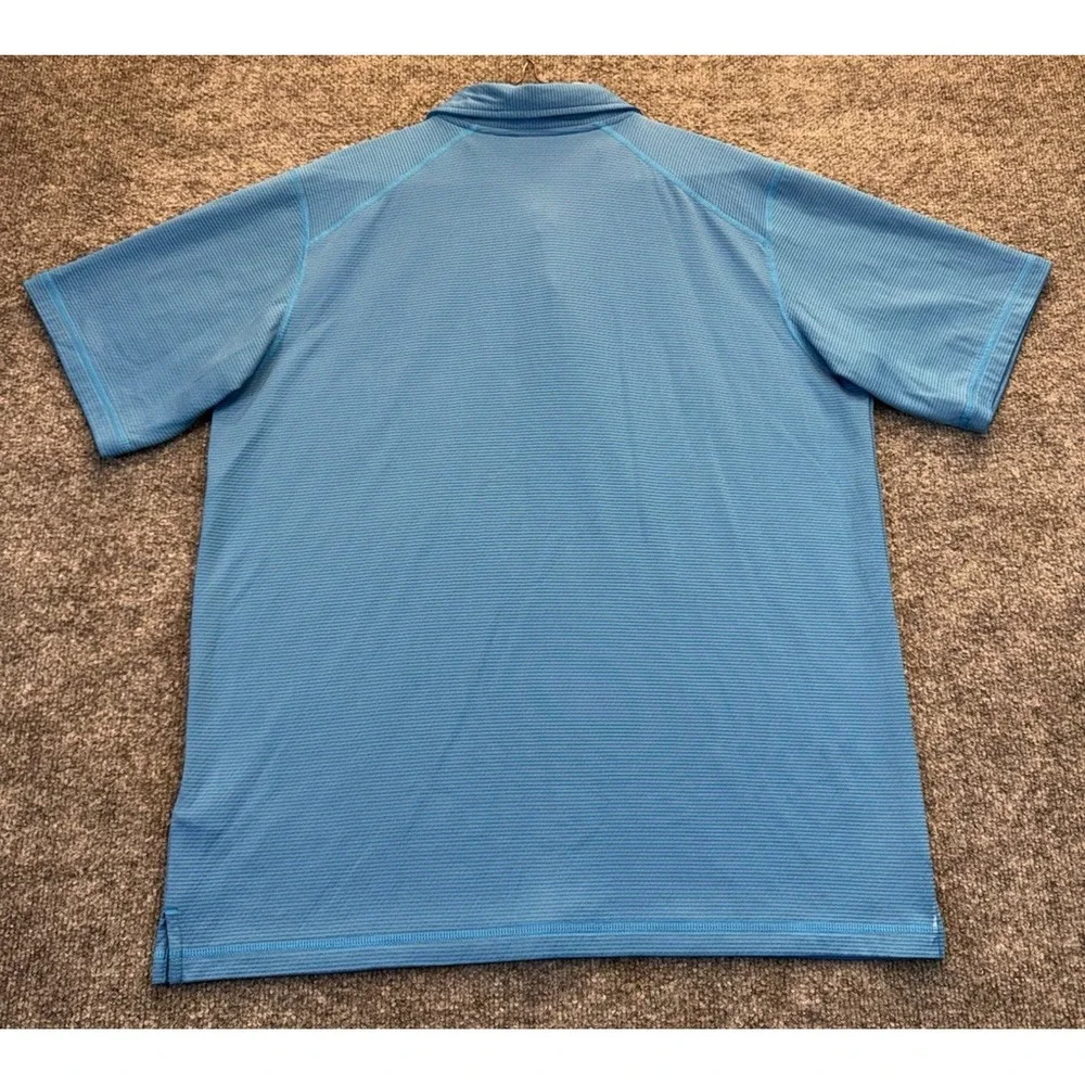 The North Face Men's Large FlashDry Blue Striped Performance Polo Shirt
